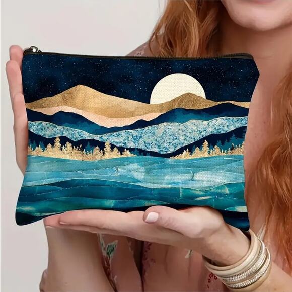 Sunflower Cosmetic Bag Black Floral Makeup Organizer - Picture 2 of 8